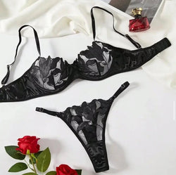 Floral Two-Piece Lace Lingerie Set